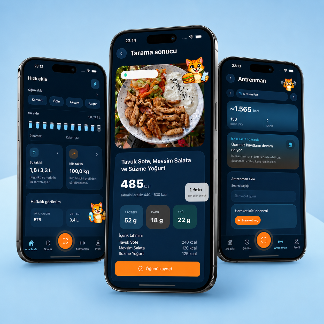 Cilo calorie tracking application screens