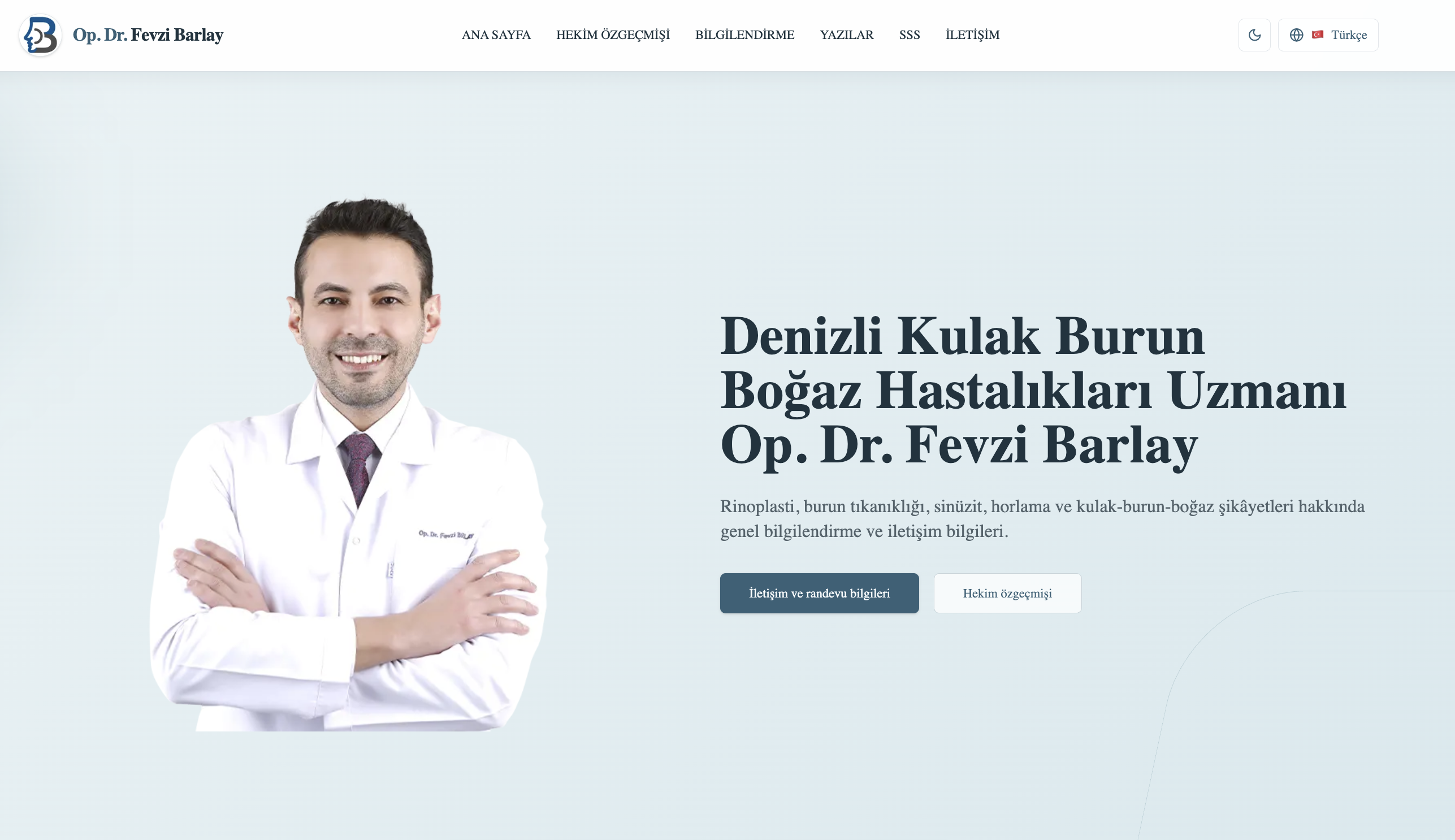 Op. Dr. Fevzi Barlay website homepage